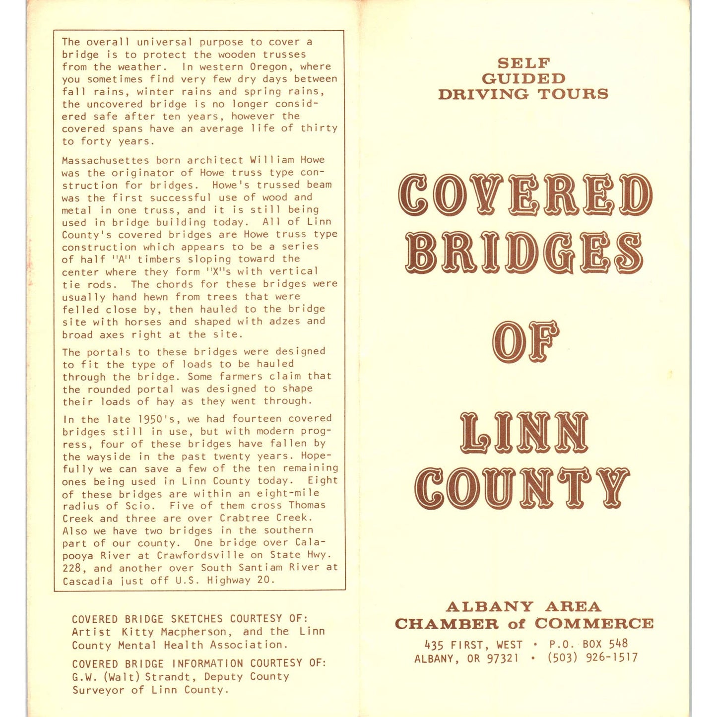 Vintage Covered Bridges of Linn County Albany OR Fold Out Brochure SF3