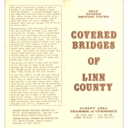 Vintage Covered Bridges of Linn County Albany OR Fold Out Brochure SF3