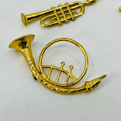 VTG Celluloid Tiny Brass Instrument Charms Trumpet Saxophone French Horn 1” SB1