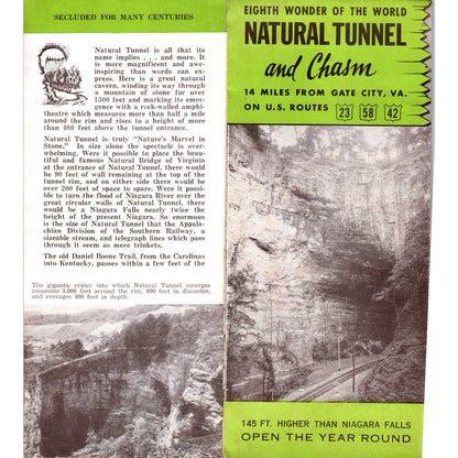 Vintage Eighth Wonder Natural Tunnel & Chasm Gate City VA Travel Brochure SE3-3