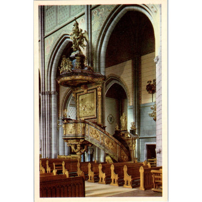 Predikstolen Uppsala Domkyrka Bildhuggeri Arbete av Burchardt Postcard TK1-21
