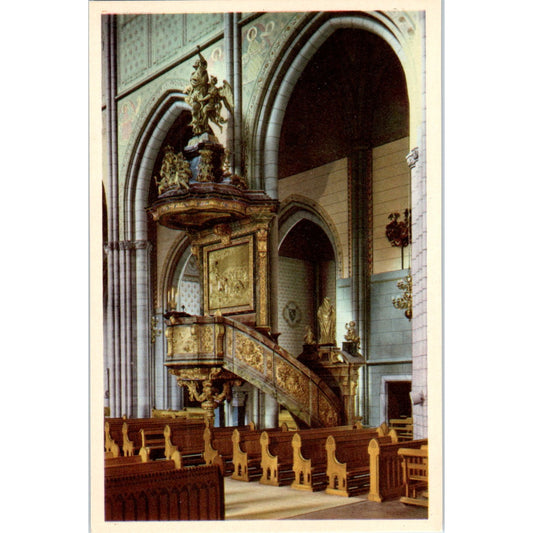 Predikstolen Uppsala Domkyrka Bildhuggeri Arbete av Burchardt Postcard P2-1