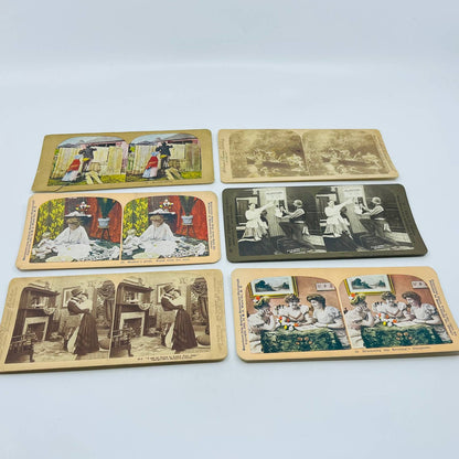 c1900 Lot of 6 Mixed Stereoview Cards Pictures VICTORIAN MEN AND WOMEN TA7-20