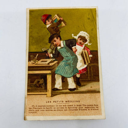 Victorian 1800s French Advertising Trade Card Les Petits Mêdecins Children AA2