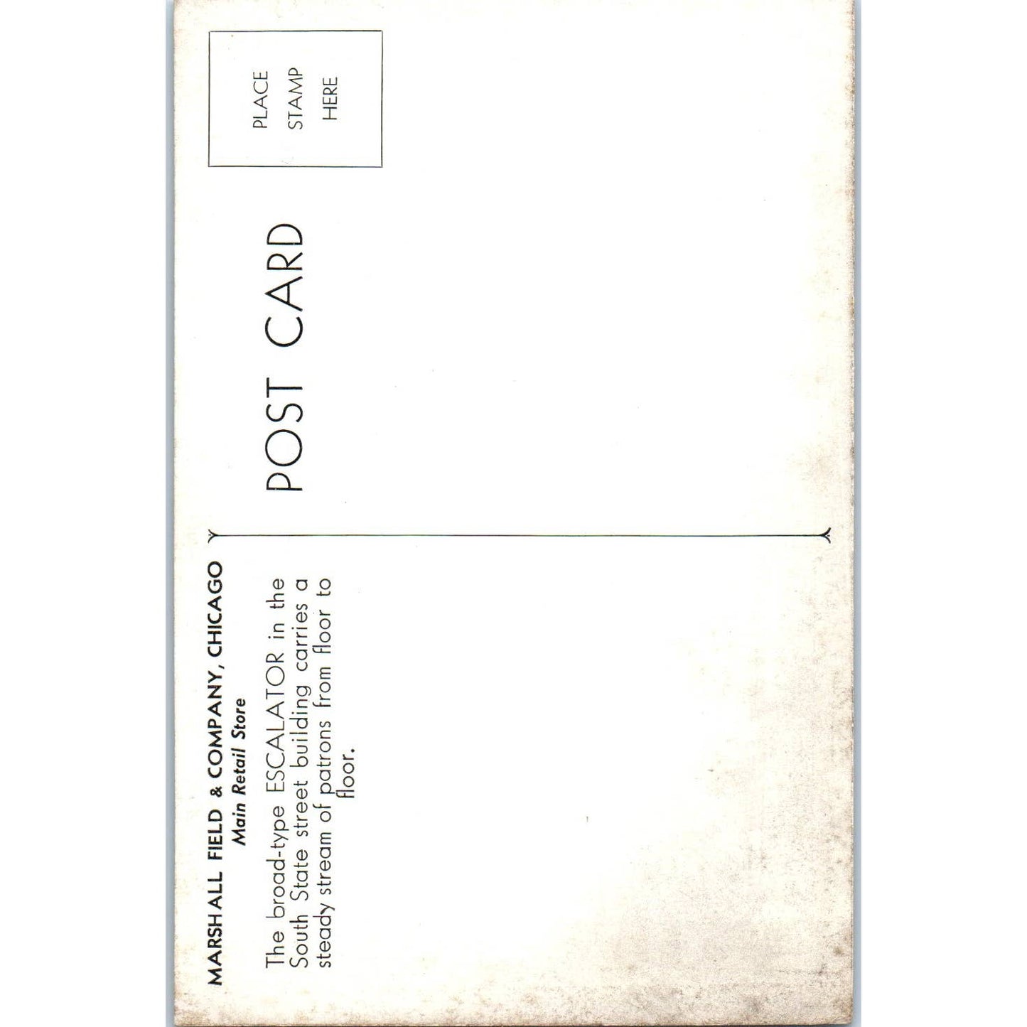 Marshall Field & Co Broad Type Escalator Original Postcard TK1-25