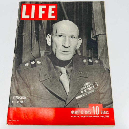 MARCH 12 1945 LIFE MAGAZINE GEN SIMPSON 9th ARMY RHINE IWO JIMA WWII DICK TRACY