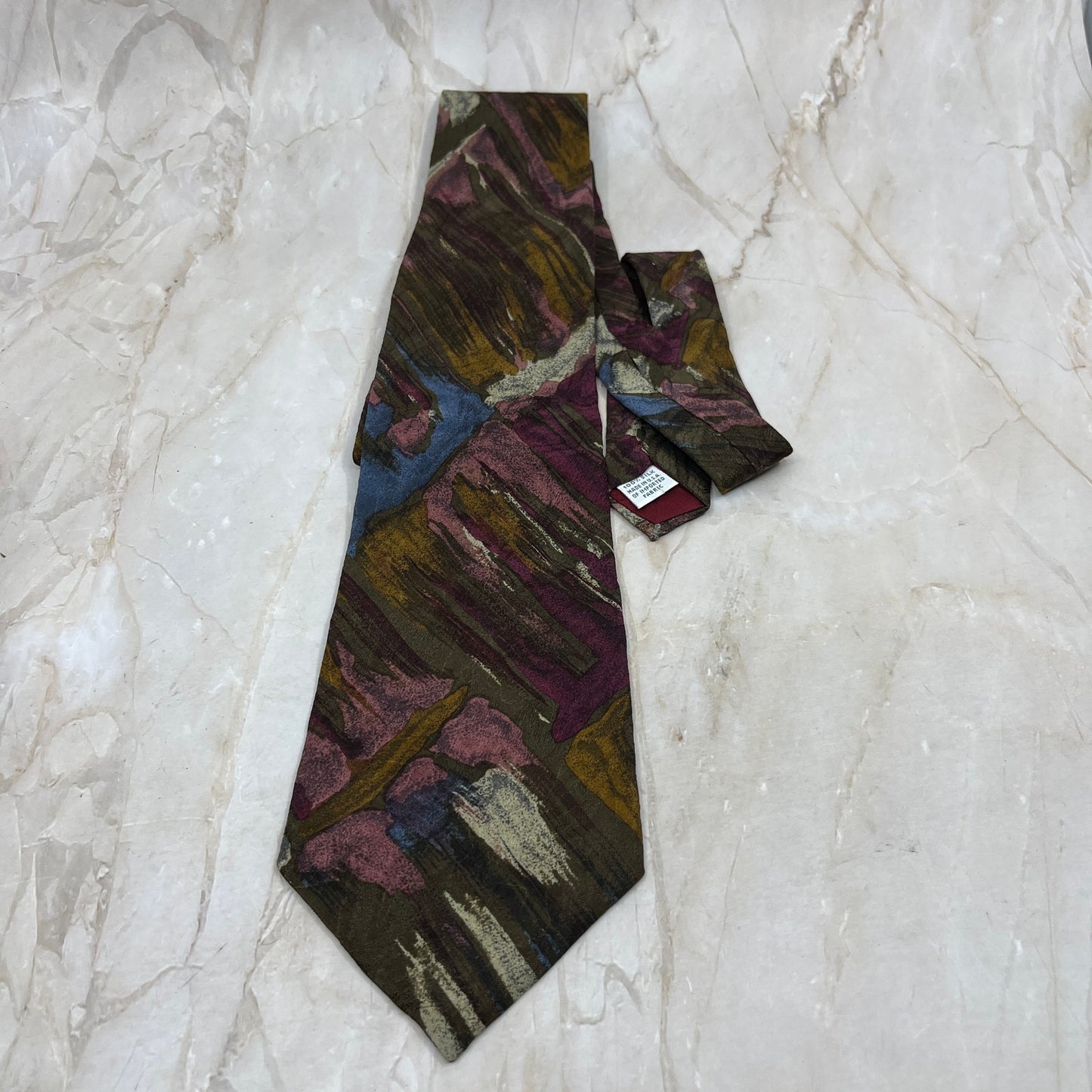 Retro NWT New Men's Liz Claiborne Color Rush 100% SILK Necktie Tie TK3