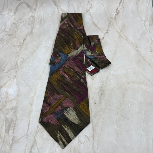 Retro NWT New Men's Liz Claiborne Color Rush 100% SILK Necktie Tie TK3