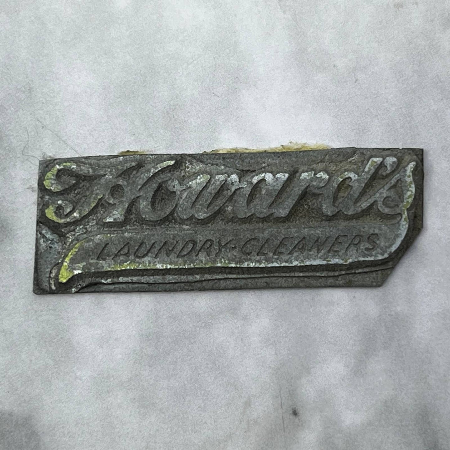 Vintage Letterpress Printers Block Plate Howard’s Laundry Cleaners SE828