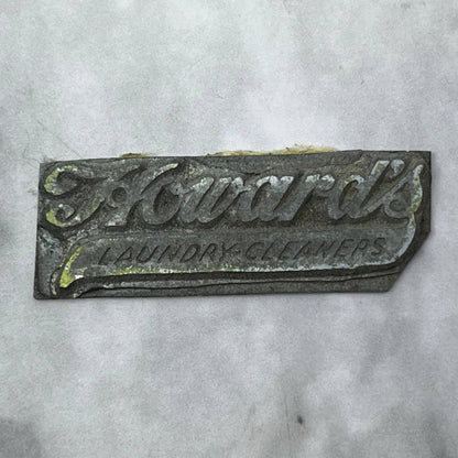 Vintage Letterpress Printers Block Plate Howard’s Laundry Cleaners SE828
