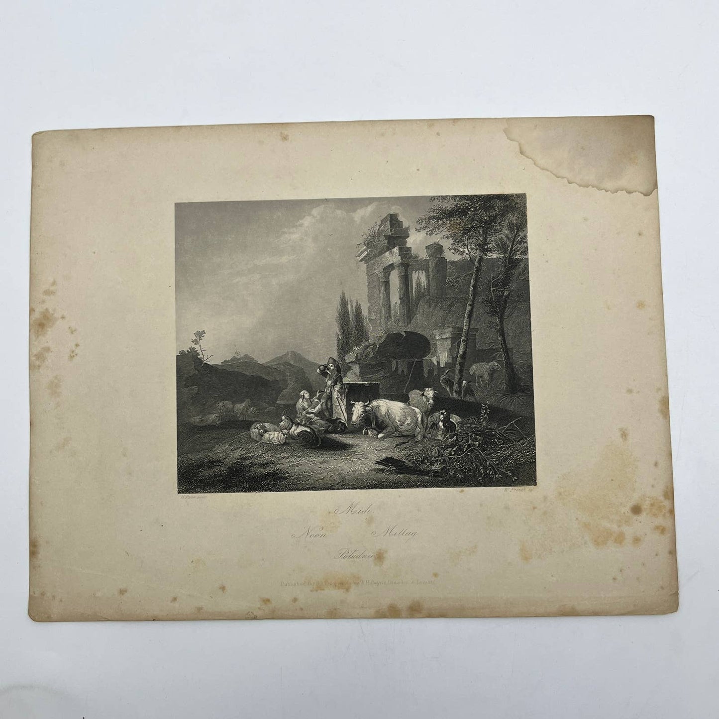 1864 Original Steel Art Engraving - Noon H. Roos 8.5x11" AC3