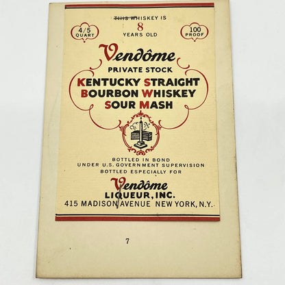 WHN Bourbon Whiskey Label Nussbaum Liquor Store 61 Courtlandt St. New York City