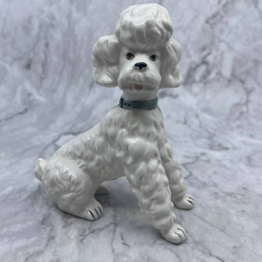 Vintage MCM Lenwile Ardalt Bone China Standard White Poodle Dog Figurine 5" TI8