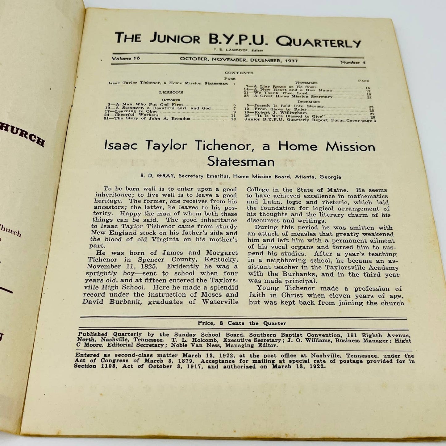 1937 Junior BYPU Quarterly - BOYS and Girls of the BYPO OF CHINA  Baptist C1