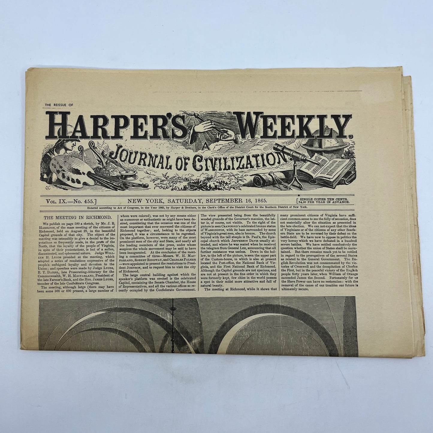 1865 Harper's Weekly 1965 Reissue Civil War Aftermath Captain Wirz Trial FL4