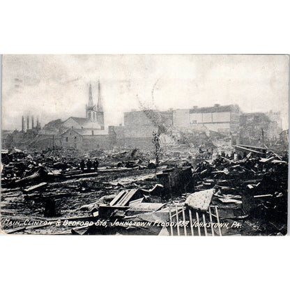 1909 Postcard Main, Clinton & Bedford Streets Johnstown Flood 1889 PA TI1-1