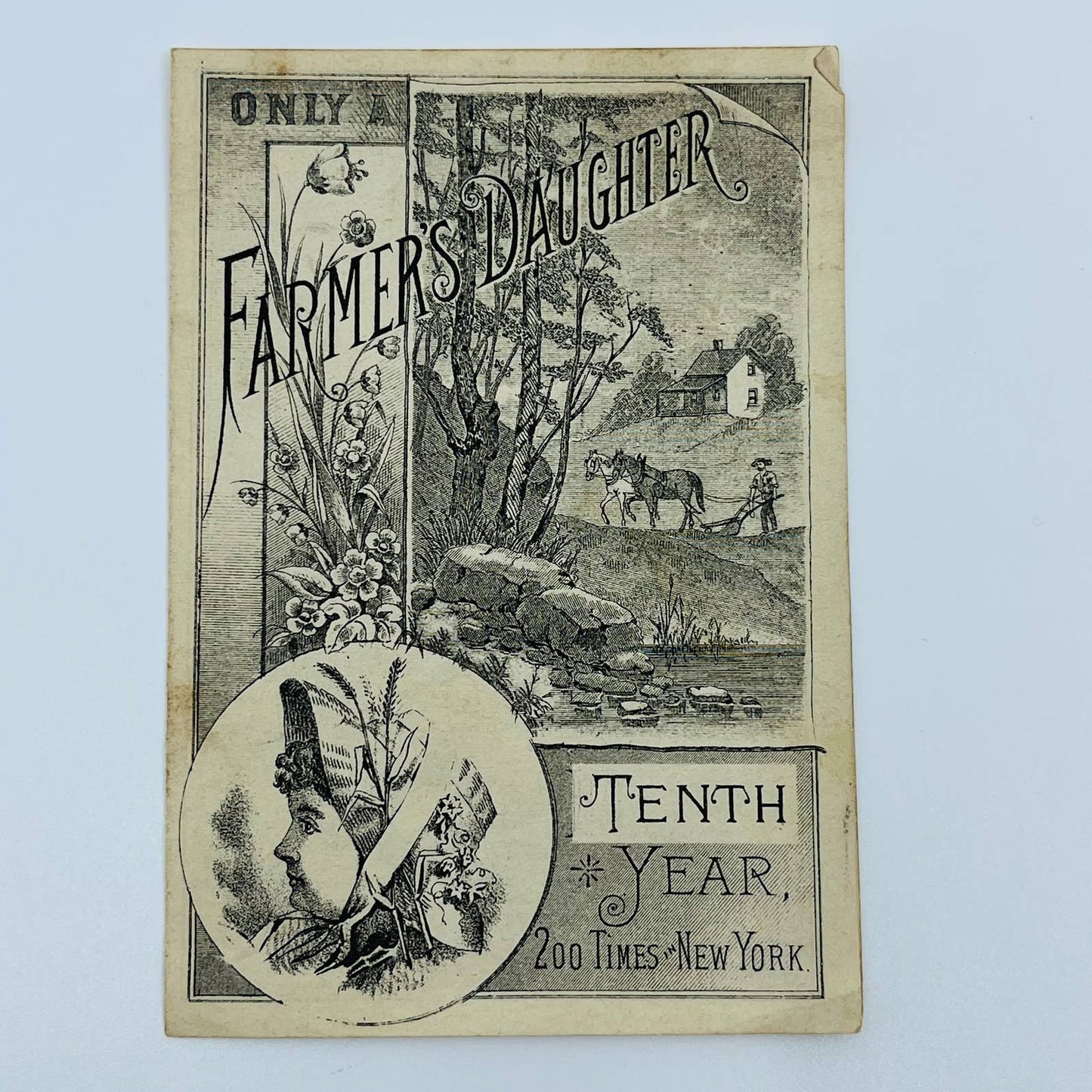 c1890 Farmer's Daughter 10th Year Play Pamphlet Reviews NY SC1