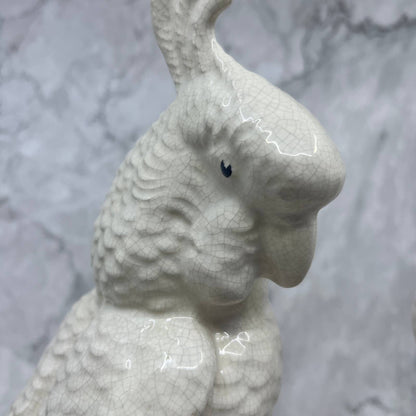 Set of 2 MCM Large White Porcelain Cockatoo Statue Blanch De Chine Style 11” TJ9