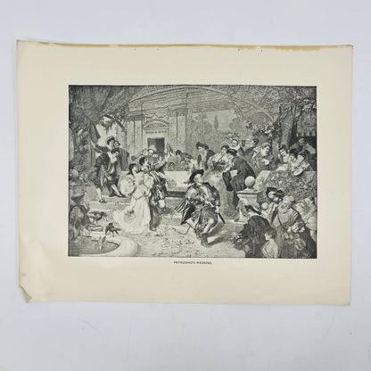 1880s Art Print Engraving Shakespeare Taming of the Shrew PETRUCHIO’S WEDDING