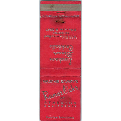 Madame Savary's Ramor Oaks at Atherton CA Advertising Matchbook Cover MM9-9