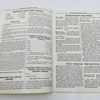 1932 Sugar Sulphate of Iron for Farm Sanitation & Agriculture Purposes Book TD7