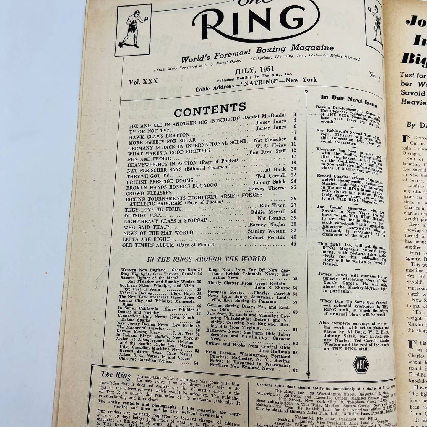 1951 July - The Ring Boxing Magazine – Harry “Kid” Matthews Cover Joe Louis TA5