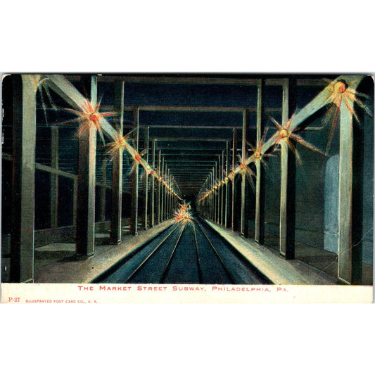 Vintage Postcard Market Street Subway Philadelphia PA TI1-1