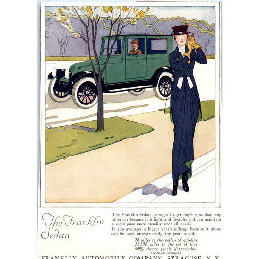 c1920 Harper's Magazine Ad - Franklin Automobile Company Sedan Syracuse TF6-1