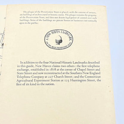 1970s A Walking Tour Guide to Historic New Haven Tourist Booklet & Map L4-6