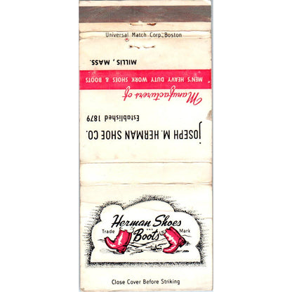 Joseph M. Herman Shoe Co Millis MA Advertising Matchbook Cover SA1-M10