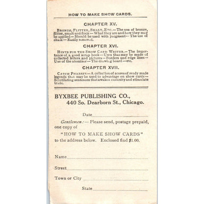 1920s Advertising Leaflet How to Make Show Cards Byxbee Publishing Chicago SE4