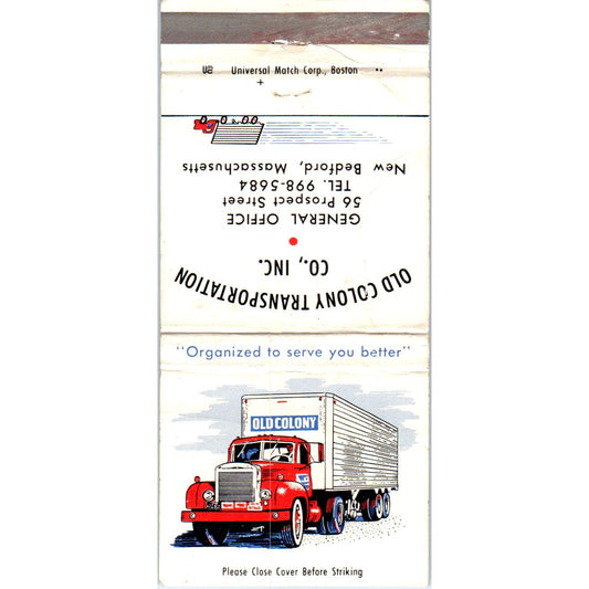 Old Colony Transportation New Bedford MA Advertising Matchbook Cover MM9-6