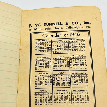 1948 F.W. Tunnell & Co. Fertilizers Pocket Notebook Philadelphia, PA SC2