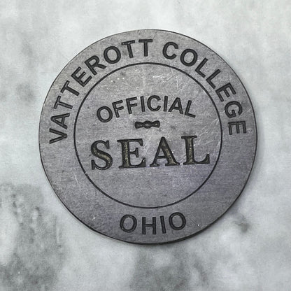 Vtg Letterpress Printers Block Plate Vatterott College Ohio Official Seal SE844