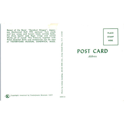 Karakuri Ningyo Japanese Mechanical Doll Yesteryears Sandwich MA Postcard PB4