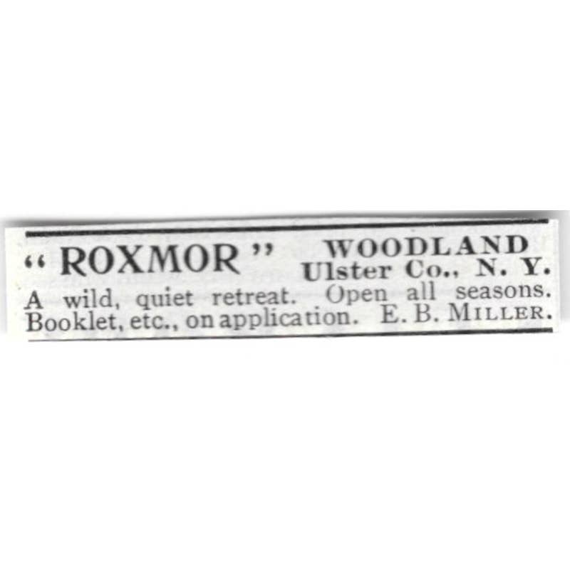 Roxmor Retreat Woodland Ulster Co NY E.B. Miller - 1903 Original Ad TJ8-7-4