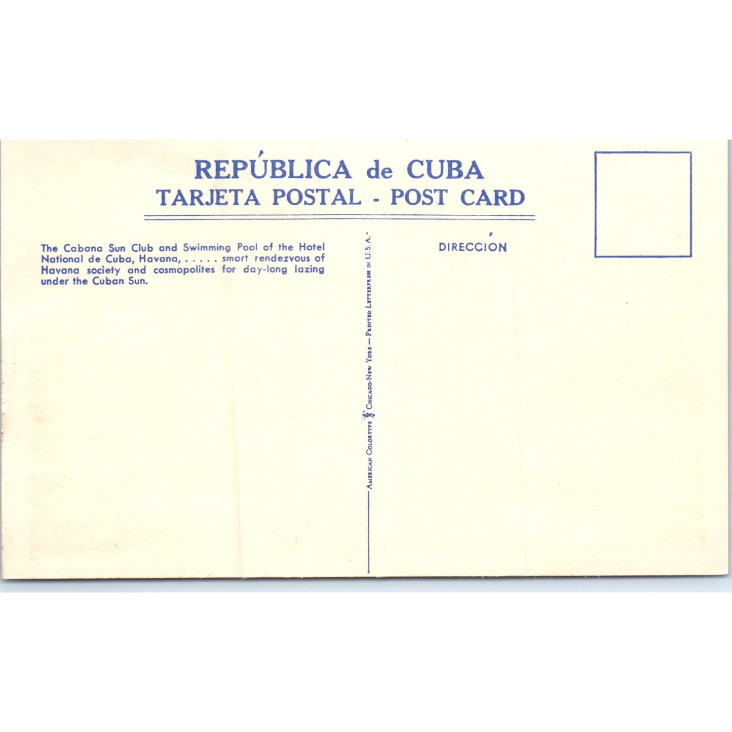 Cabana Swimming Pool Hotel Nacional de Cuba Havana Original Postcard P3-1