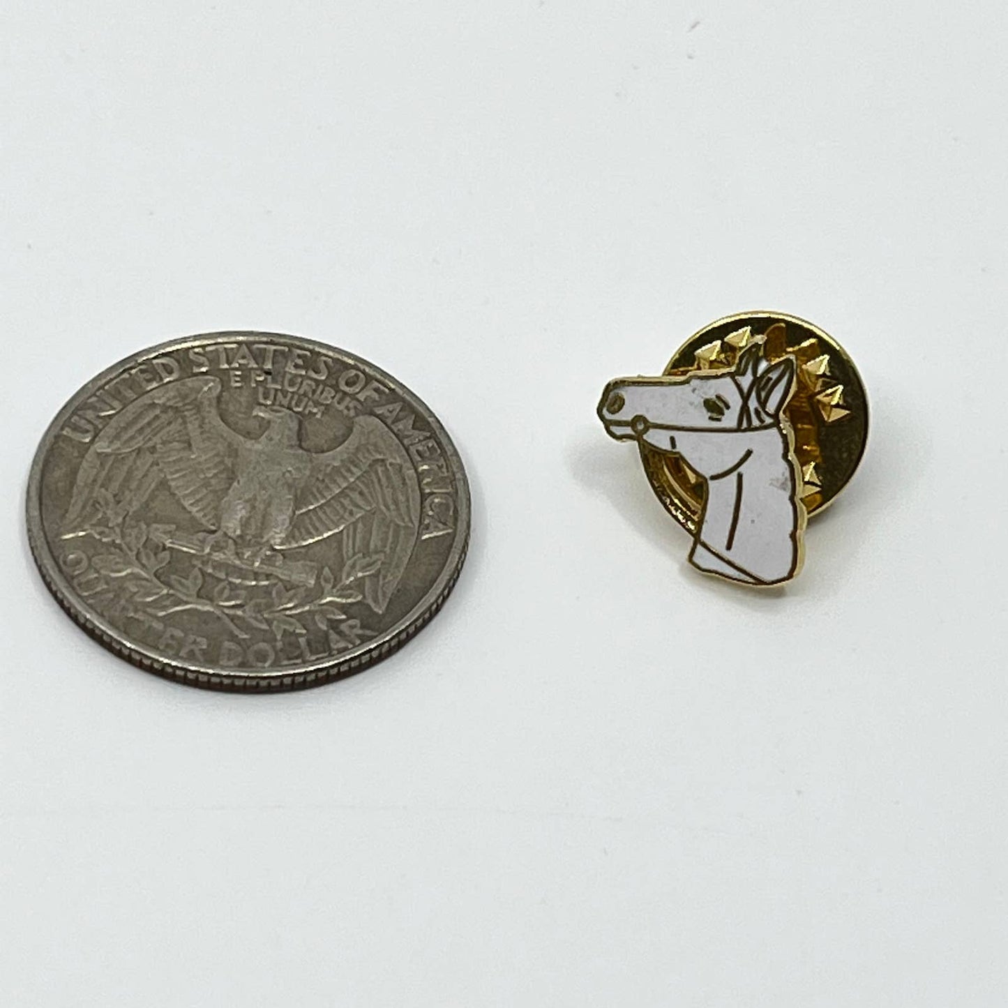 Vintage Western Cowboy White Horse Head Enamel Pin Button SC3