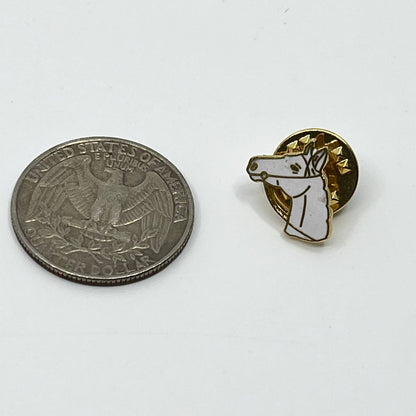 Vintage Western Cowboy White Horse Head Enamel Pin Button SC3
