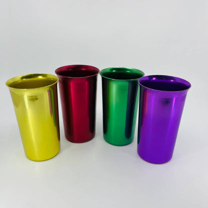 Vintage Sunburst 4 Green Blue Yellow Purple Anodized Aluminum Tumblers 5” TD2