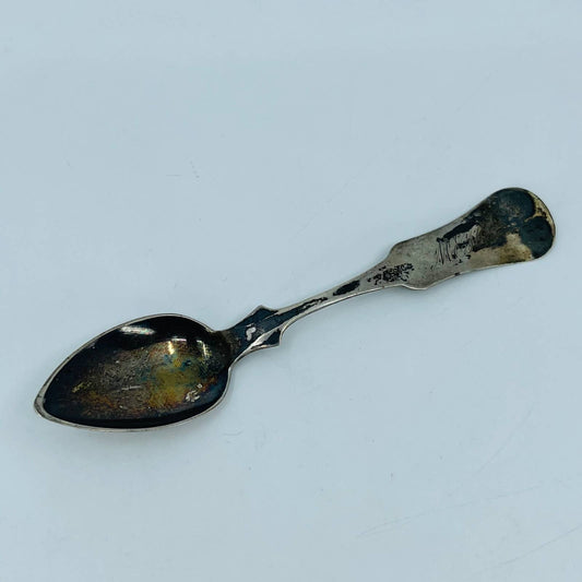 1840s E&D Kinsey Fiddle Coin Silver Tablespoon Monogram M.E.H. SB7