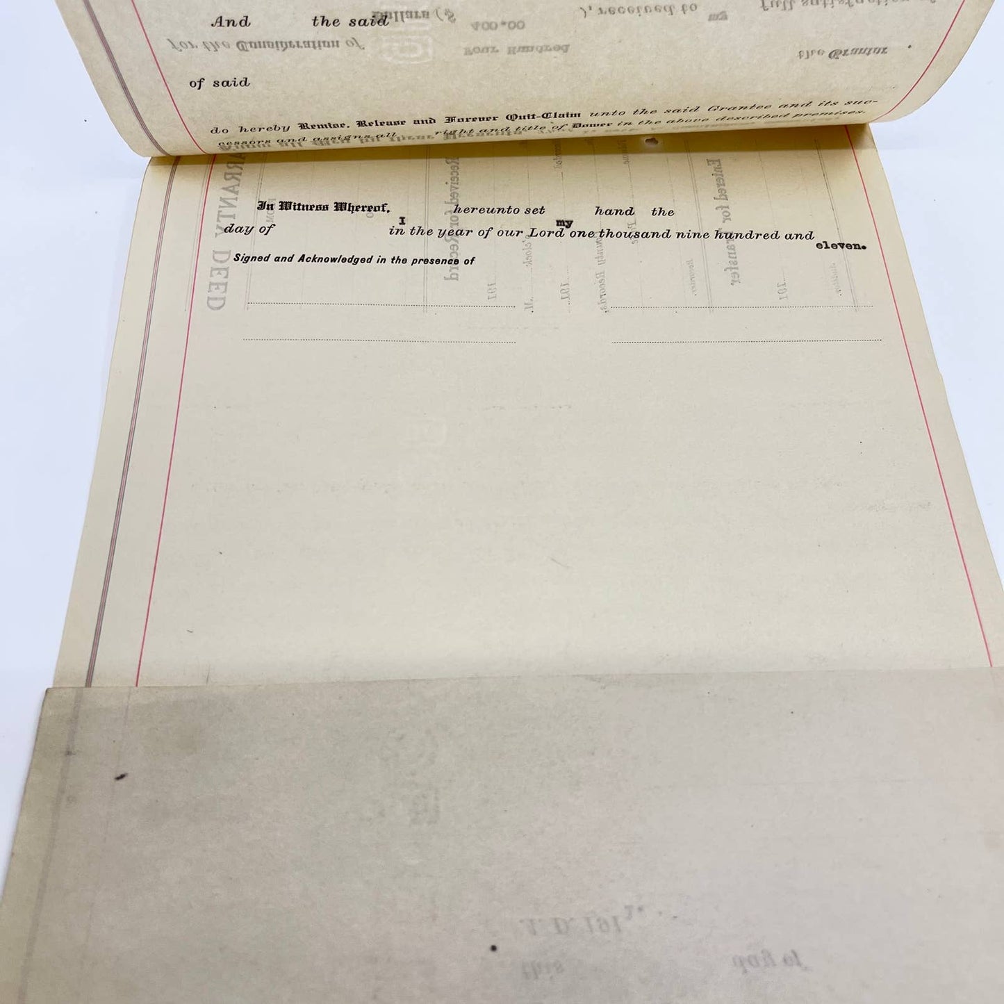 c1910 Nette A. Cunningham Land Deed Document Toledo OH AB2