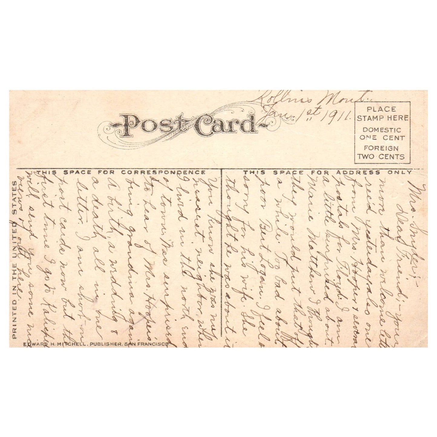 US Battleship Missouri 1911 - Original Postcard TJ8-5