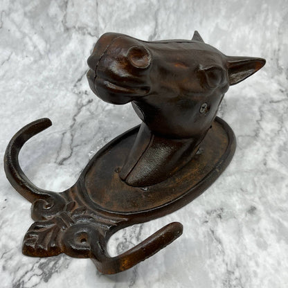 Vintage Heavy Cast Iron Horse Head Double Coat Hook 8x6 TJ8