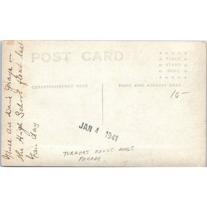 Antique Postcard RPPC Horse Drawn Float Turners Falls Mass Parade SE8