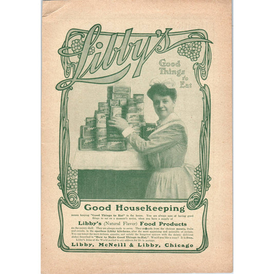 Libby's Food Products Libby, McNeill & Libby Chicago - 1903 Original Ad TJ7-L
