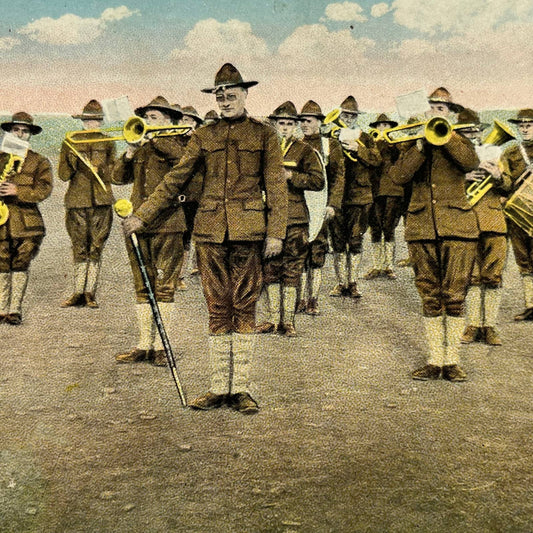 VTG Postcard WWI Life in the US Army Cantonment Regimental Band Soldiers PA1
