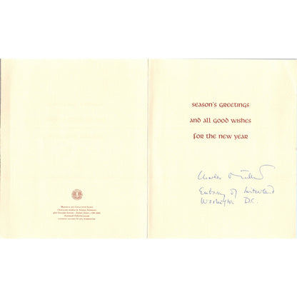 1960s Christmas Card from The Embassy of Switzerland B15