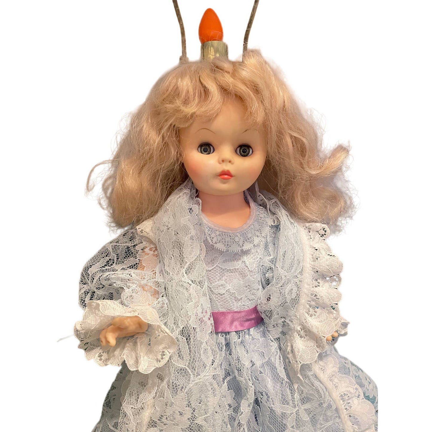 Vintage B. A. Doll Lamp Nightlight Boudoir Victorian Dress Bruce WI - WORKS