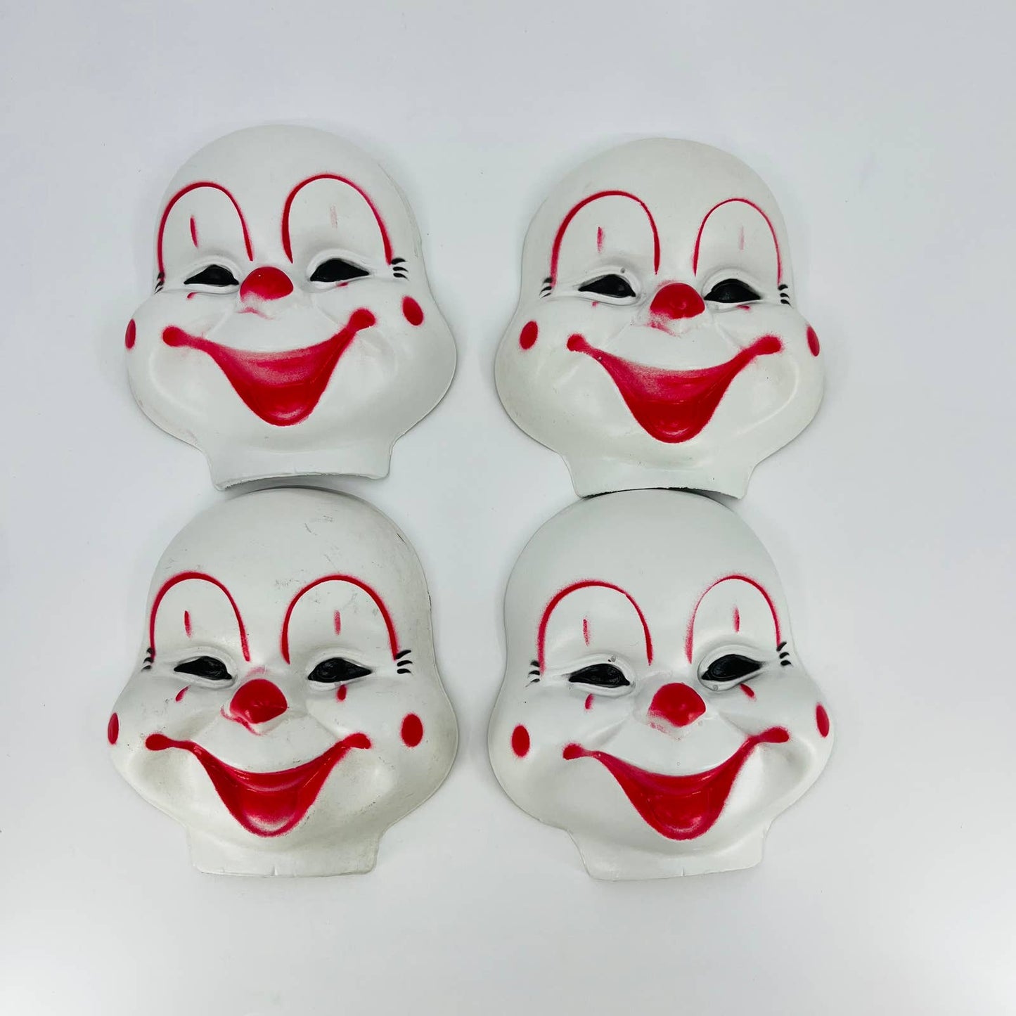 Vintage Fibre Craft Plastic Clown Face 5" Lot of 4 TD9